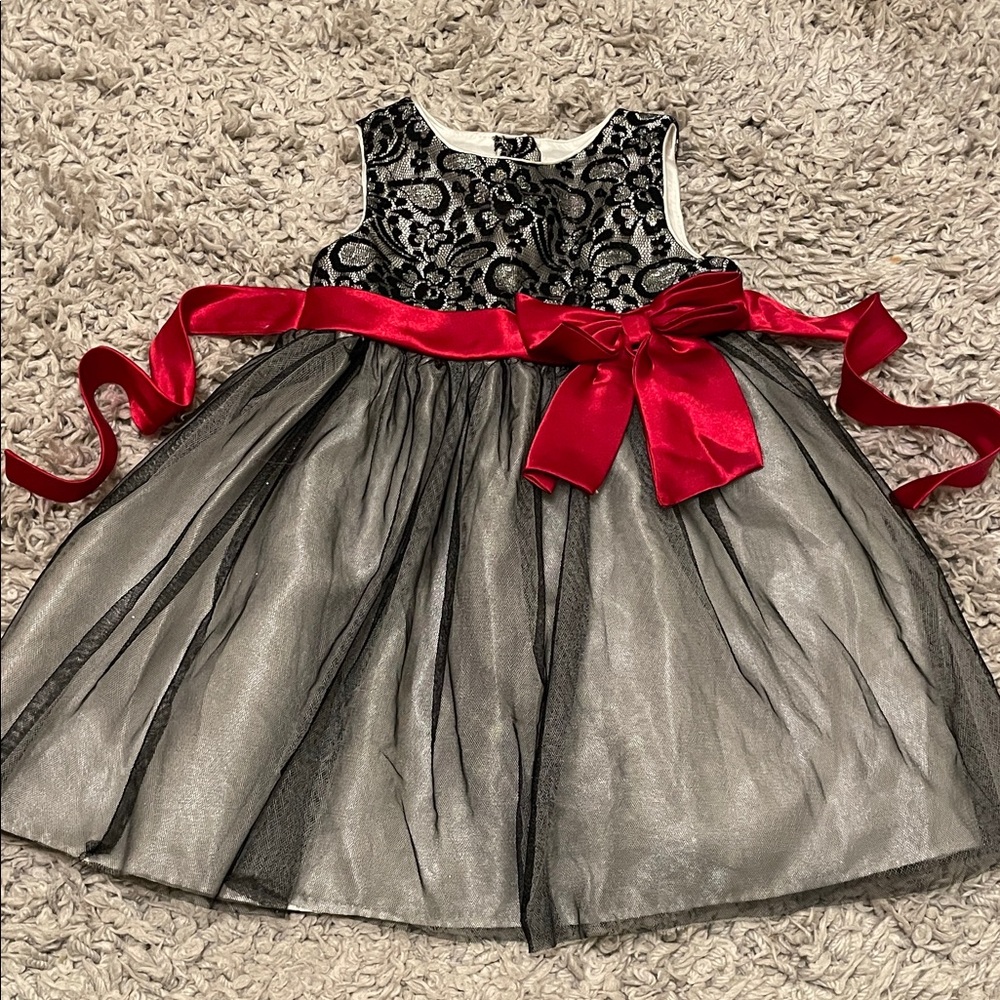 Youngland Black and White Holiday Dress, Size 3T